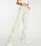Asos Design Tall Mid Rise 90s Straight Leg Jeans In Green Swirl Print-multi