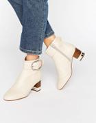Kg By Kurt Geiger Ringo Buckle Mid Heeled Ankle Boots - Beige