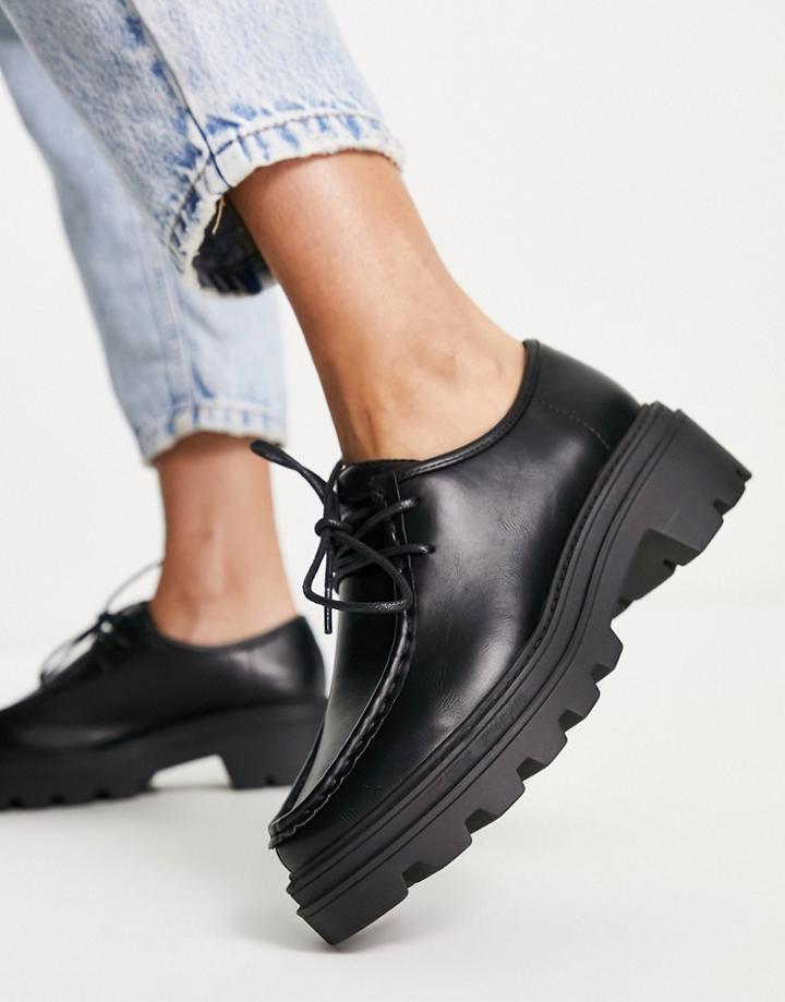 Asos Design Marver Lace Up Flat Shoes In Black