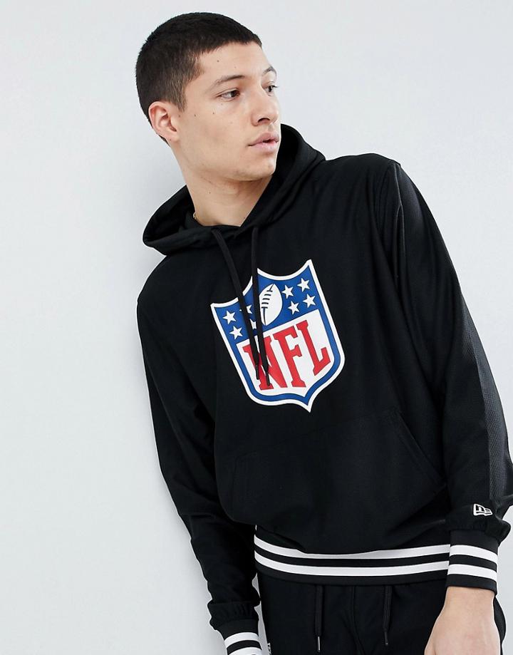 New Era Dryera Series Hoodie With Nfl Chest Print In Black - Black