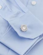 Asos Design Wedding Hexagon Cufflinks With Line Detail In Silver Tone