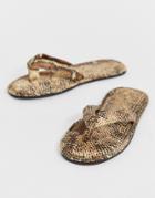 Asos Design Natia Flip Flop Slippers In Snake-multi