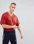 Asos Oversized V Neck T-shirt With Tipping - Red