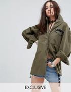 Reclaimed Vintge Revived Military Shirt With Back Panel - Green
