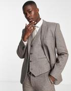 Asos Design Skinny Brushed Wool Mix Suit Jacket In Brown