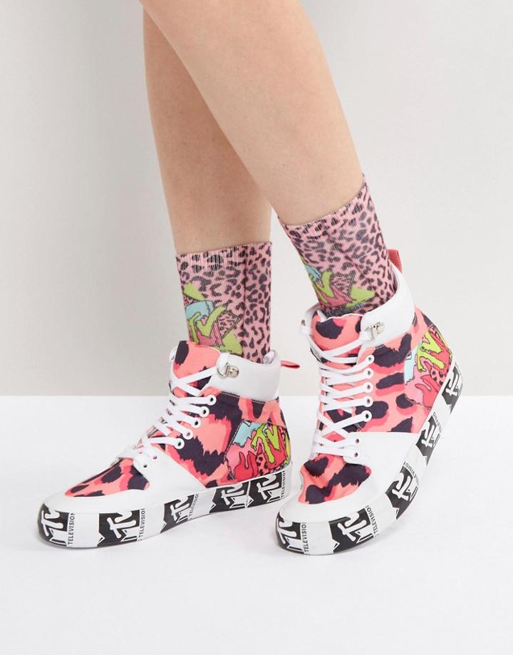Asos X Mtv High Top Sneakers - Multi