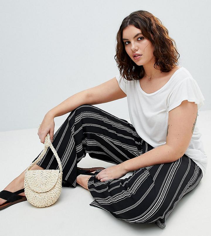 New Look Curve Stripe Wide Leg Pant - Blue