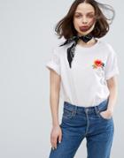 Monki Flower Embossed T-shirt - White