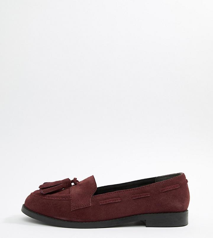 Asos Design Messenger Suede Tassel Loafers - Purple