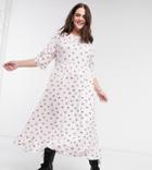 Rokoko Plus Maxi Smock Dress With Ruffle Hem In Vintage Daisy Print-pink
