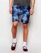 Asos Jersey Shorts In Tie Dye - Bright Blue