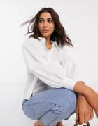 Mango Volume Sleeve Shirt In White