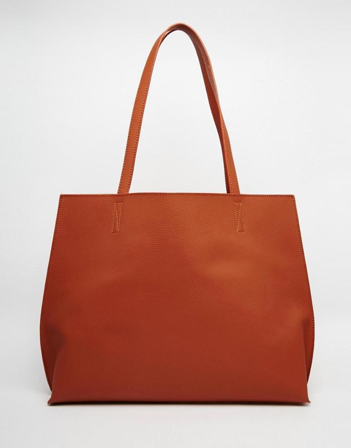 Asos Curved Tote Shopper Bag - Brown