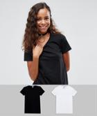 Asos Design Petite Ultimate Crew Neck T-shirt 2 Pack Save-multi