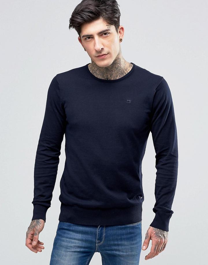 Scotch & Soda Sweater With Crew Neck Cotton In Navy Night - Navy