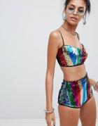 Elsie & Fred High Waisted Shorts In Sequin Stripe - Multi