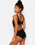 South Beach Mix And Match Plunge Tie Back Swimsuit - Black