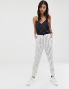 Asos Design Striped Linen Slim Cigarette Pants - Multi