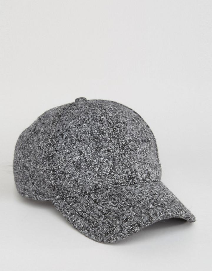 Asos Baseball Cap In Gray Boucle - Gray