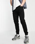 Hollister Logo Draw Cord Sweatpants Jeans In Black Wash