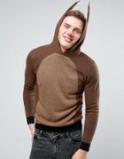 Threadbare Reindeer Hoody - Brown