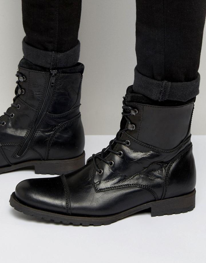 Aldo Lemond Leather Laceup Boots - Black