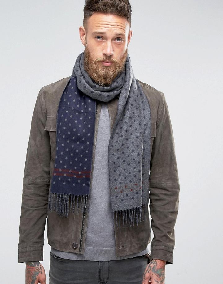 Ted Baker Redpine Scarf With Spot - Navy