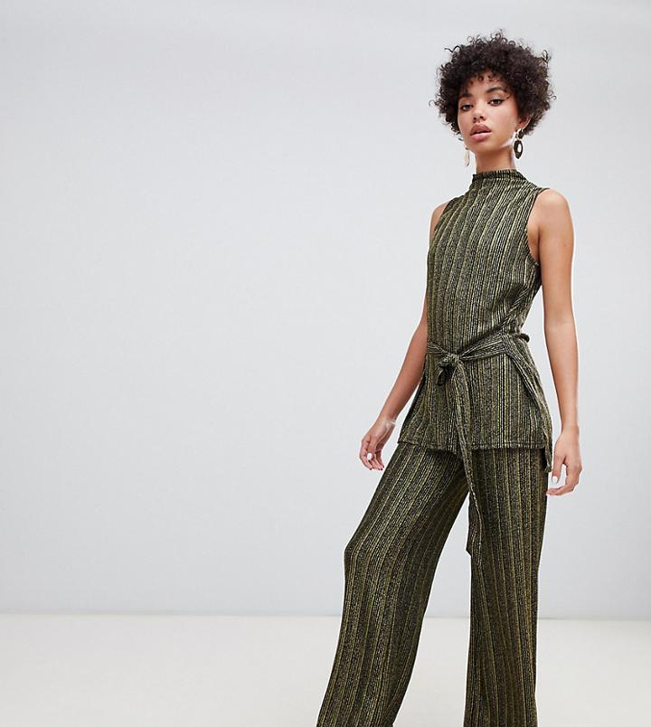 River Island Wide Leg Pants In Gold - Gold