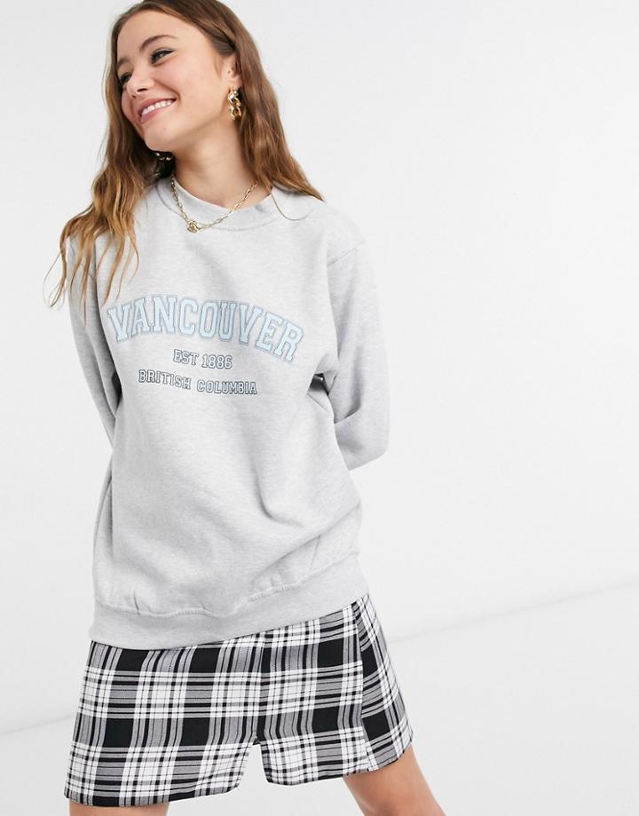 In The Style X Francesca Farago Oversized Motif Sweatshirt In Gray-grey