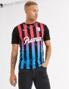Puma Soccer Acid Bleach Striped T-shirt In Black