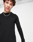 French Connection Long Sleeve T-shirt With Logo In Black