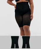 Asos Design Curve Anti-chafing Shorts 2 Pack In Black - Black