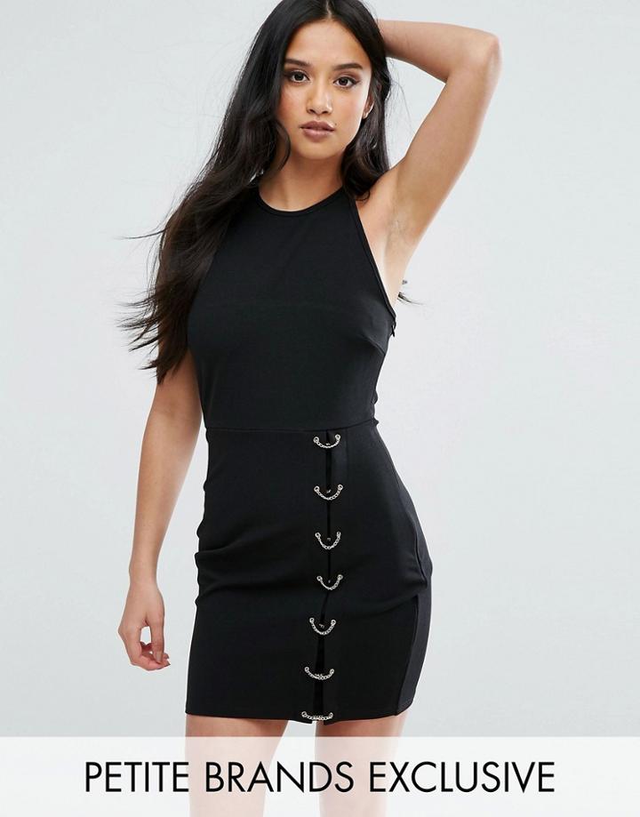 Naanaa Petite Mini Dress With Ring Side Detail - Black