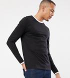 Asos Design Tall Long Sleeve T-shirt With Crew Neck With Contrast Ringer In Black-multi