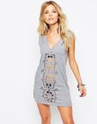 Rock & Religion Laser Cut Dress With Side Vents - Gray Marl