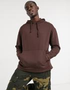 Asos Design Oversized Hoodie In Washed Brown