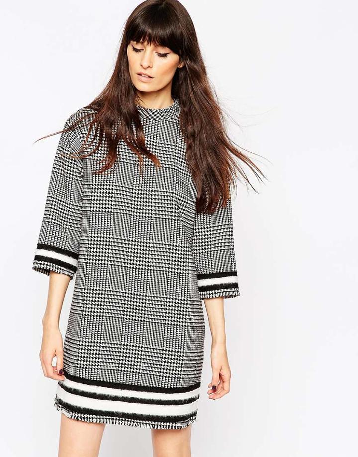 Asos Tweed Check Tunic Dress - Multi