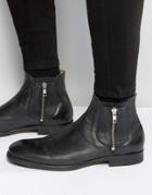 Hudson London Mitchell Leather Zip Boots - Black