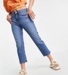 Miss Selfridge Petite Slim Mom Jean In Mid Wash Blue-blues