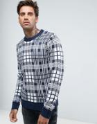 Another Influence Checked Knitted Sweater - Navy