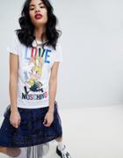 Love Moschino Running Rabbit Print T-shirt - White