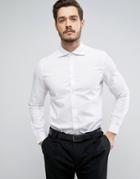 Asos Regular Fit Textured Shirt With Large Cutaway Collar - White