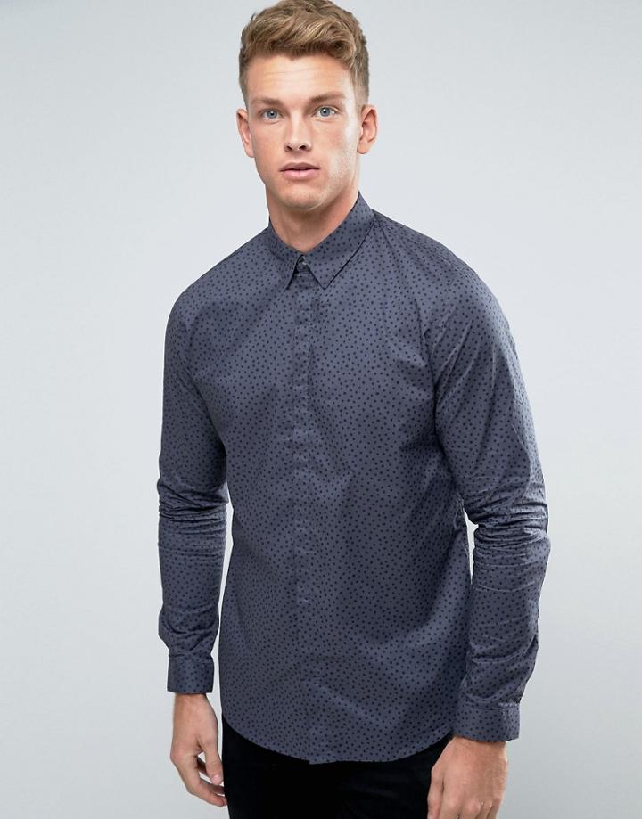 New Look Shirt With Polka Dot In Gray In Regular Fit - Gray