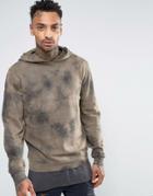 Asos Tie Dye Hoodie In Khaki - Green