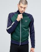 Fred Perry Track Jacket With Contrast Taped Sleeves In Ivy - Green