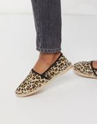 London Rebel Flat Toe Cap Espadrilles In Leopard-multi