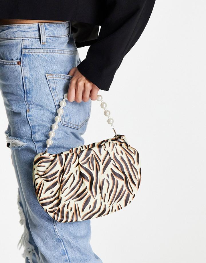 Svnx Pearl Handle Mini Bag In Animal Print-brown