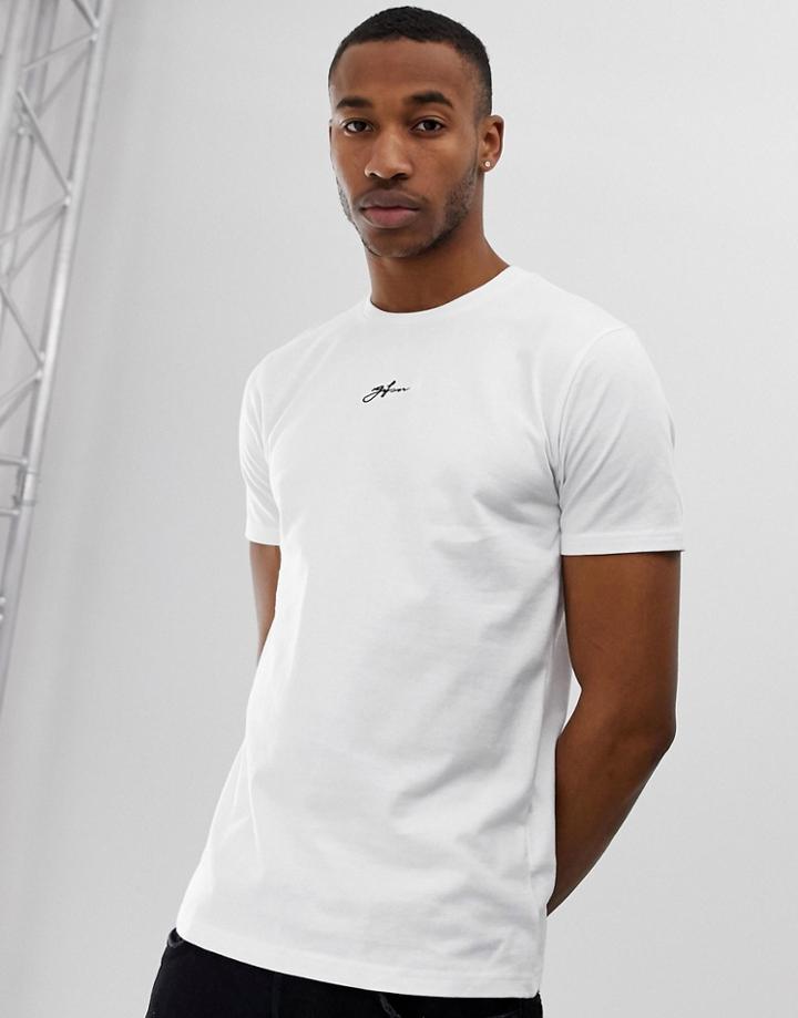Good For Nothing Muscle Fit T-shirt In White With Small Chest Logo - White