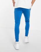 Asos Design Organic Lightweight Skinny Sweatpants In Blue-blues