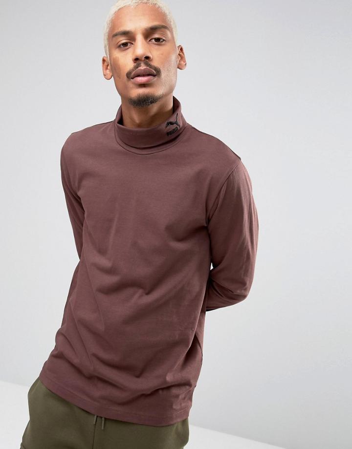 Puma Longsleeved Turtleneck T-shirt In Brown 57444002 - Green